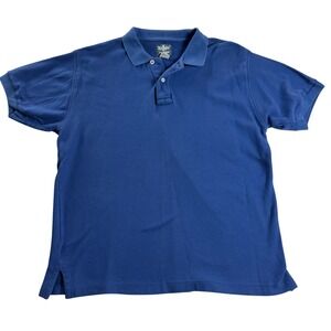 Vintage Kreeger Mens XL Blue Cotton Pique Polo Shirt Short Sleeve Style 226126
